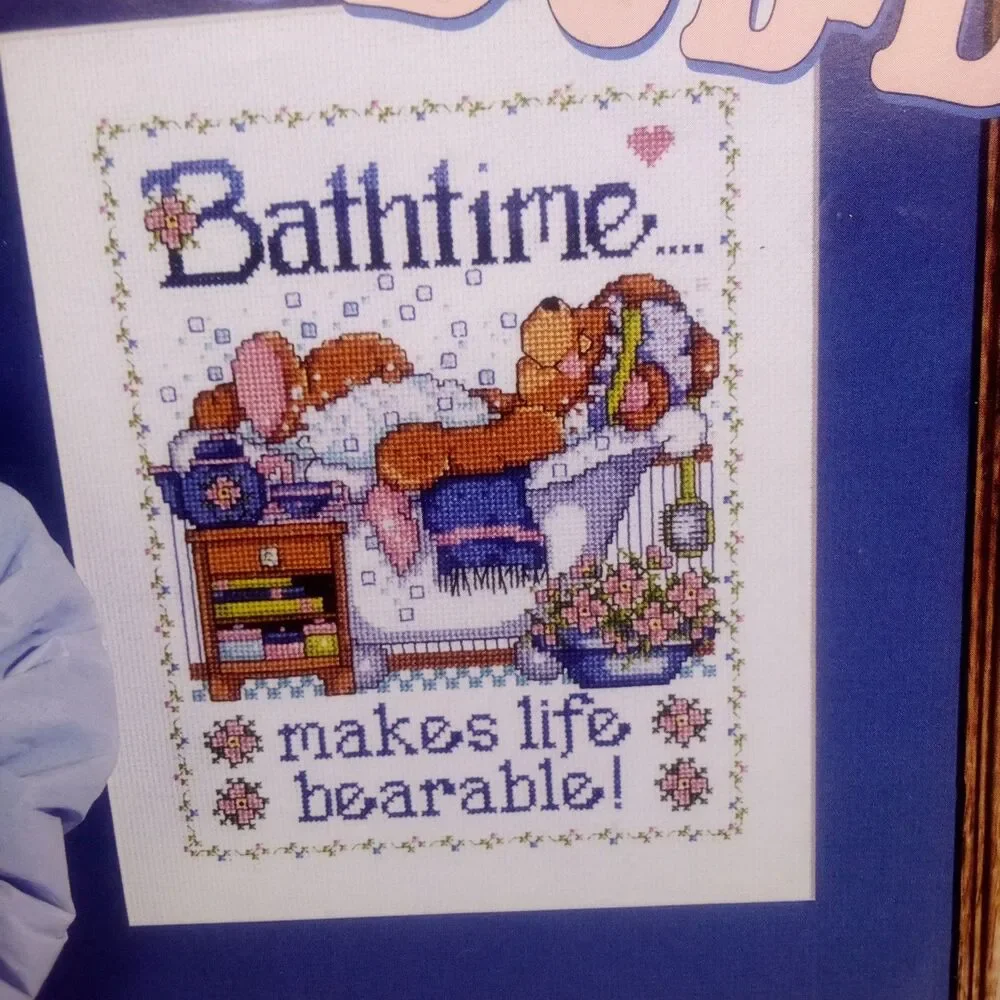 Leisure‎ Arts Rub-A-Dub-Dub Cross Stitch Patterns, Bathroom Decor, Pigs, Bears